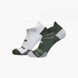 Calzini Uomo Brooks Ghost Lite No Show 2-Pack Verde Oliva Bianche Bianche Verde Oliva | 692413-ZXL
