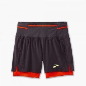 Pantaloncini Uomo Brooks High Point 5 2-in-1 Short 2.0 Grigie Rosa | 745918-VBA