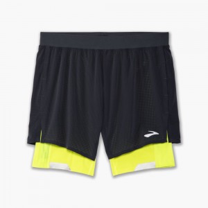 Pantaloncini Uomo Brooks Run Visible 5 2-in-1 Short Asphalt/Nightlife | 049263-BQK
