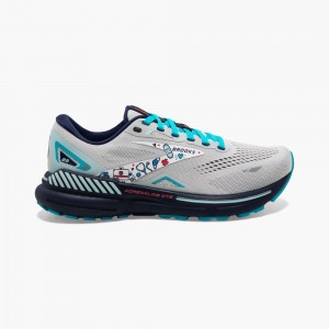 Scarpe Running Strada Donna Brooks Adrenaline GTS 23 Grigie Blu Rosse | 349680-ZIA