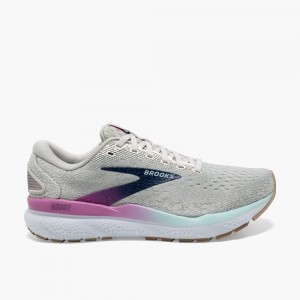 Scarpe Running Strada Donna Brooks Ghost 16 Bianche Grigie Blu | 673854-ATP