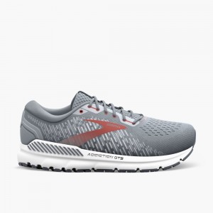 Scarpe Running Strada Uomo Brooks Addiction GTS 15 Grigie Rosse | 908572-PGN
