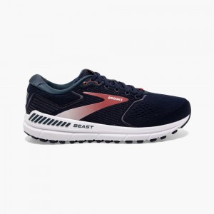 Scarpe Running Strada Uomo Brooks Beast '20 Blu Marino Rosse | 124803-JFL