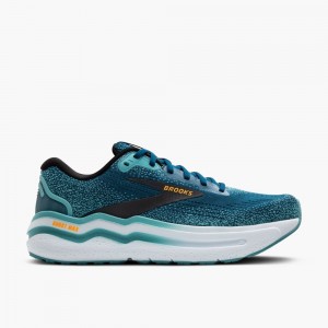 Scarpe Running Strada Uomo Brooks Ghost Max 2 Blu Verde Acqua Chiaro Arancioni | 642780-UZD