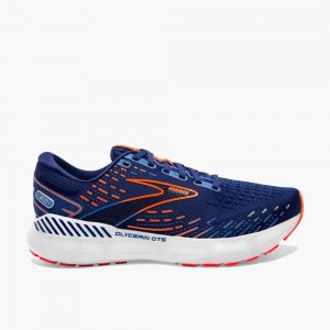 Scarpe Running Strada Uomo Brooks Glycerin GTS 20 Blu Blu Arancioni | 302849-LOW