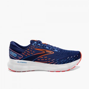 Scarpe Running Strada Uomo Brooks Glycerin 20 Blu Blu Arancioni | 950721-SKT