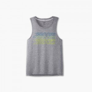 Top Uomo Brooks Distance Tank 3.0 Grigie | 925461-SEB