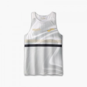 Top Uomo Brooks Josh Kerr WC Singlet Bianche Oro | 483102-VDJ