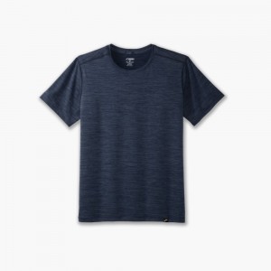 Top Uomo Brooks Luxe Short Sleeve Blu | 739280-JVS