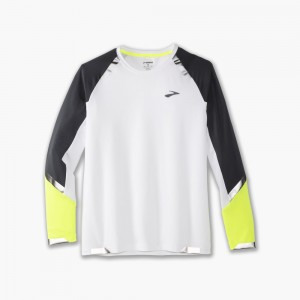 Top Uomo Brooks Run Visible Long Sleeve Bianche | 859203-BMN