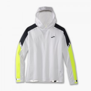 Top Uomo Brooks Run Visible Thermal Hoodie Bianche | 570436-VZH